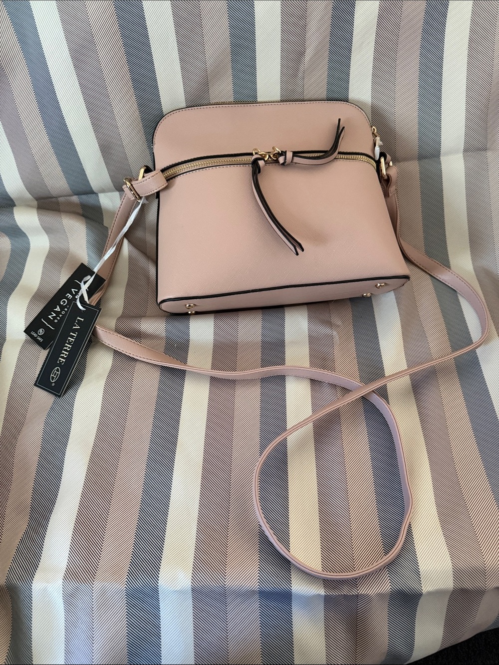 La Terre Blush Crossbody Bag with Gold Hardware